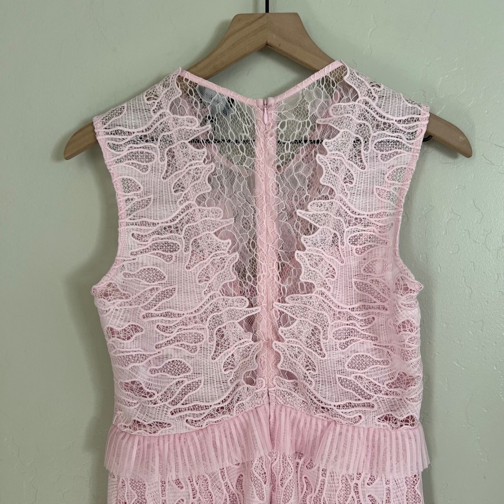 Bardot Francesca Pink Lady Lace Ruffle Pleated Dress Size 6 Party Cocktail - Picture 9 of 9